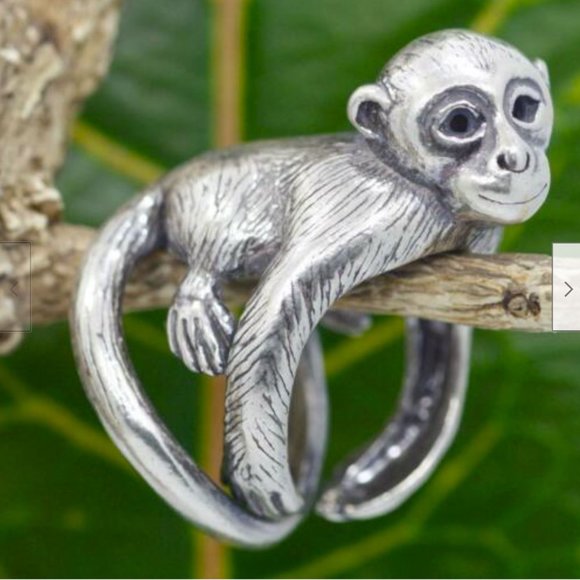 SilverLove Jewelry - Handmade Large Solid Sterling Silver Monkey Ring